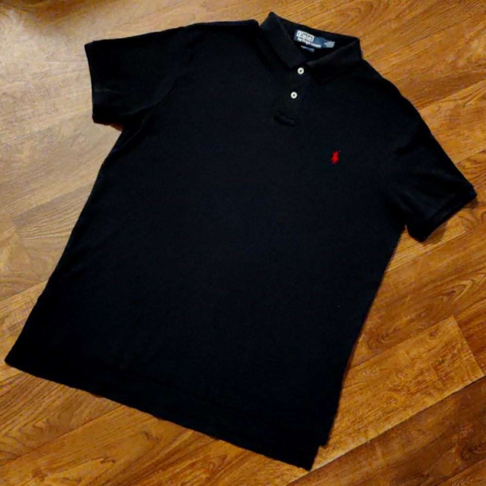 RALPH LAUREN BLACK MESH POLO SHIRT-US MADE SIZE L